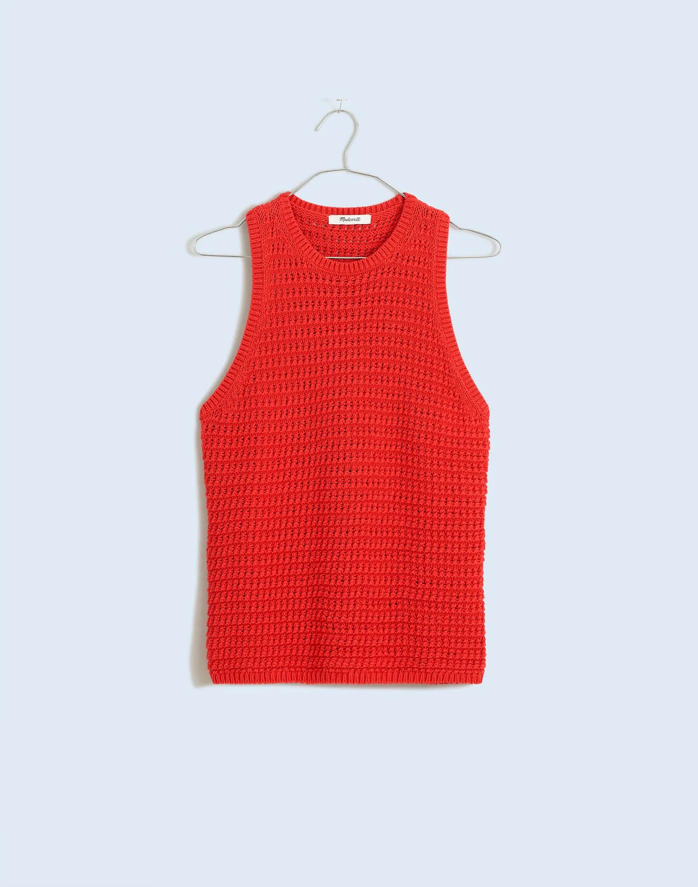 Crochet-Knit Crewneck Sweater Tank Product Image