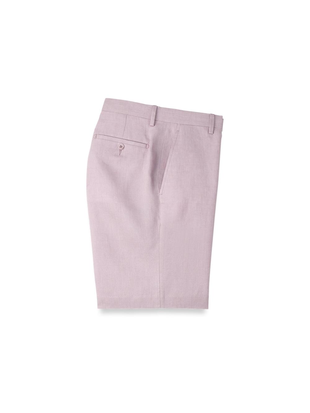 Linen Chambray Twill Flat Front Shorts - Light Purple Product Image