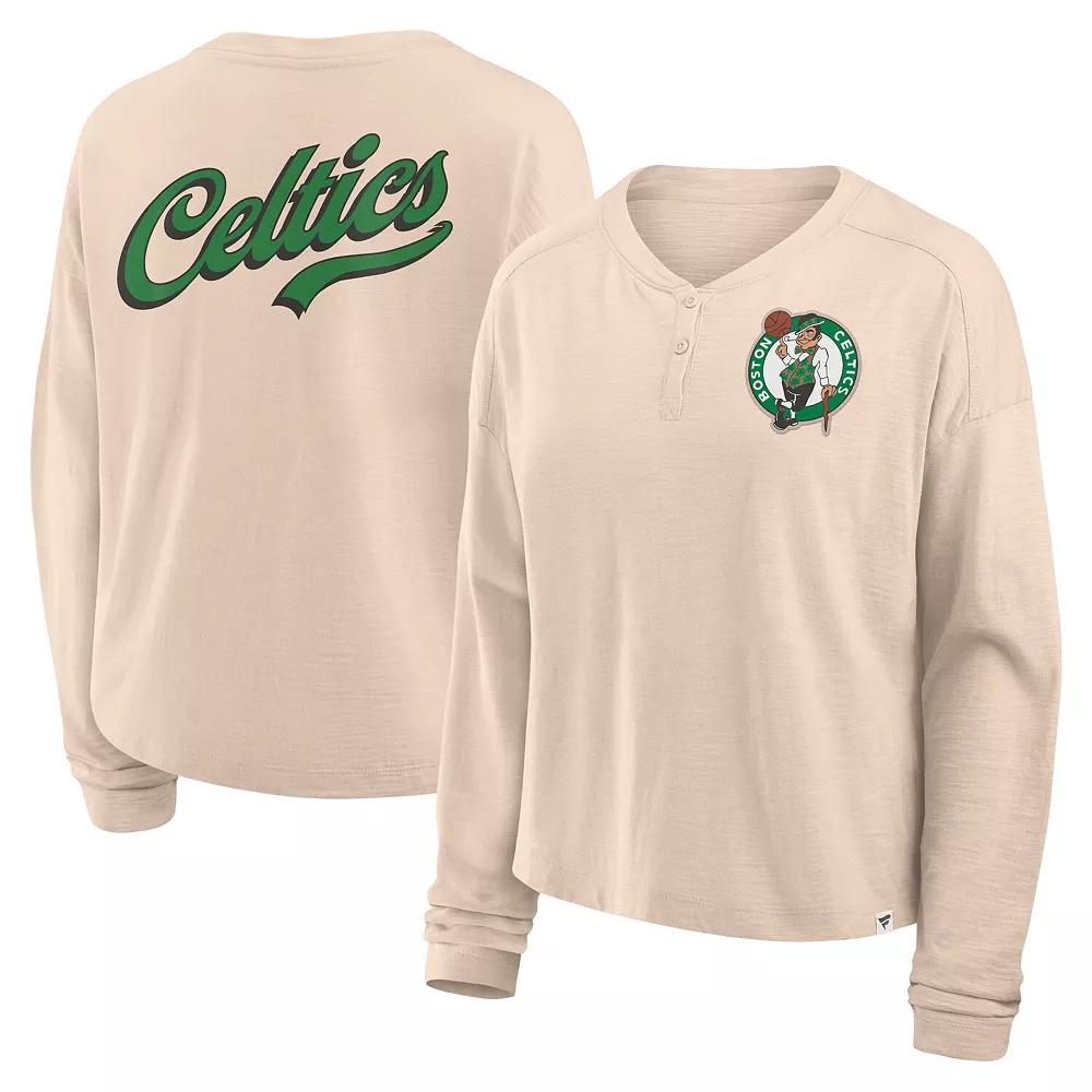 Women's Fanatics Natural Boston Celtics Boxed Out Drop Fashion Long Sleeve T-Shirt,  Product Image