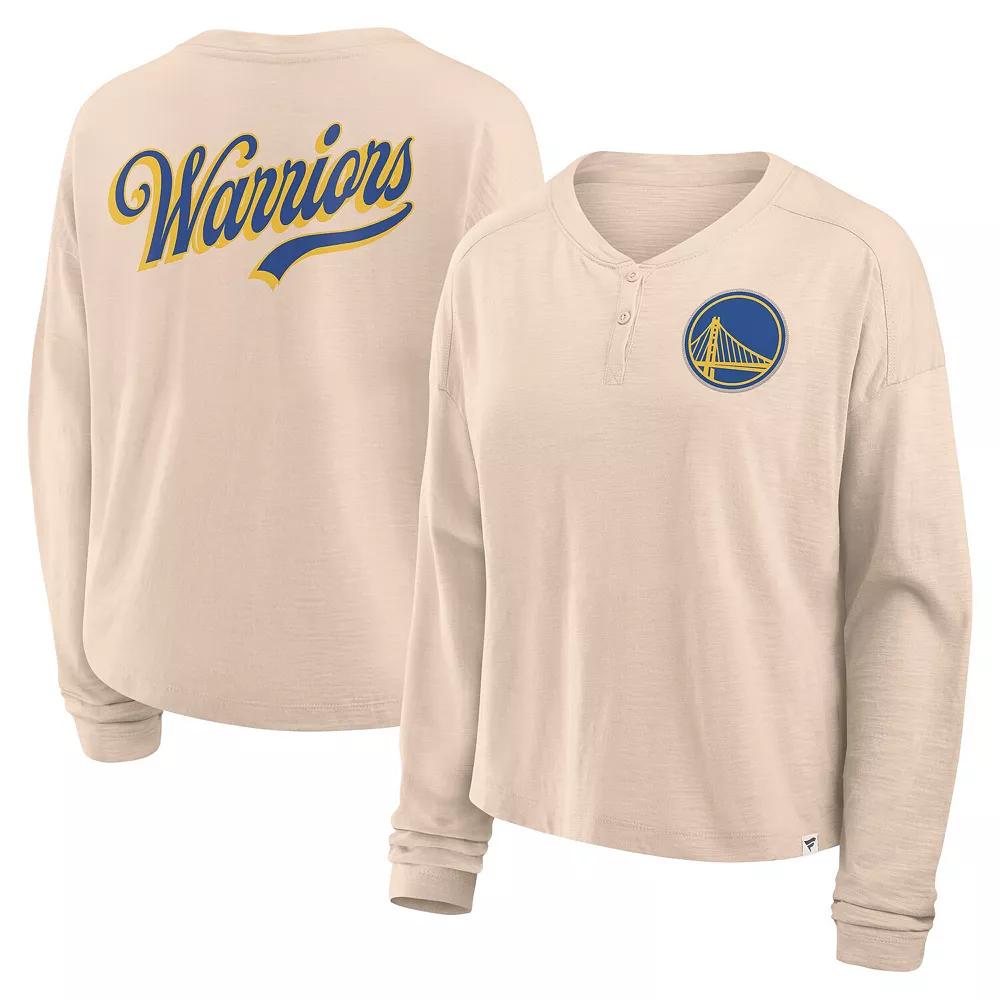 Women's Fanatics Natural Golden State Warriors Boxed Out Drop Fashion Long Sleeve T-Shirt, Size: Large, Beige Product Image