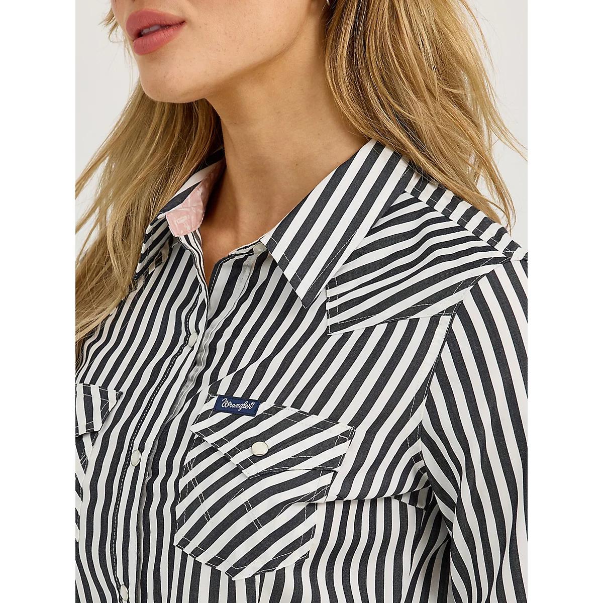 Women's Wrangler All Occasion Western Snap Shirt in Slate Stripe Product Image