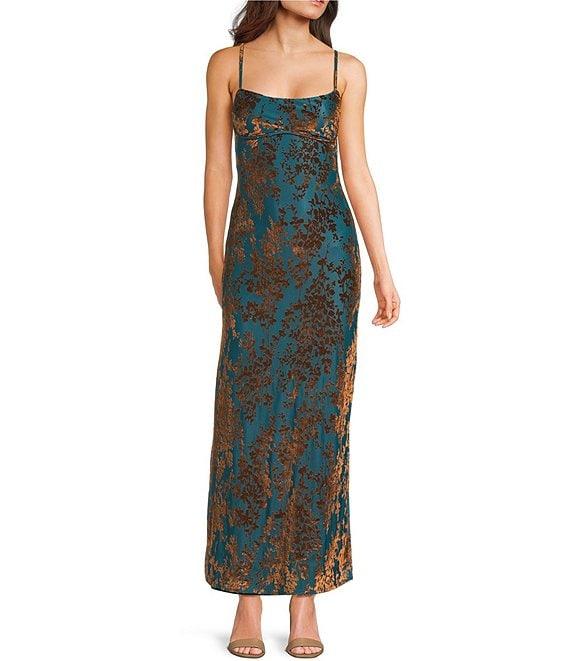 Allison & Kelly Sleeveless Burnout Floral Midi Dress Product Image