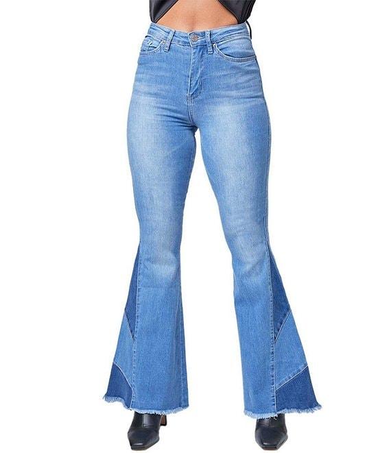 YMI Jeanswear High Rise Side Panel Detail Flare Jeans Product Image