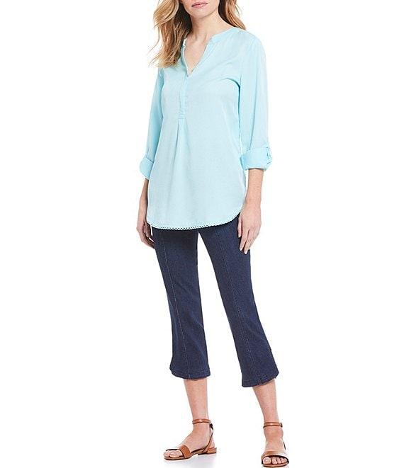 Intro Pull-On Curved Hem Elastic Waist Mid Rise Capri Pants Product Image