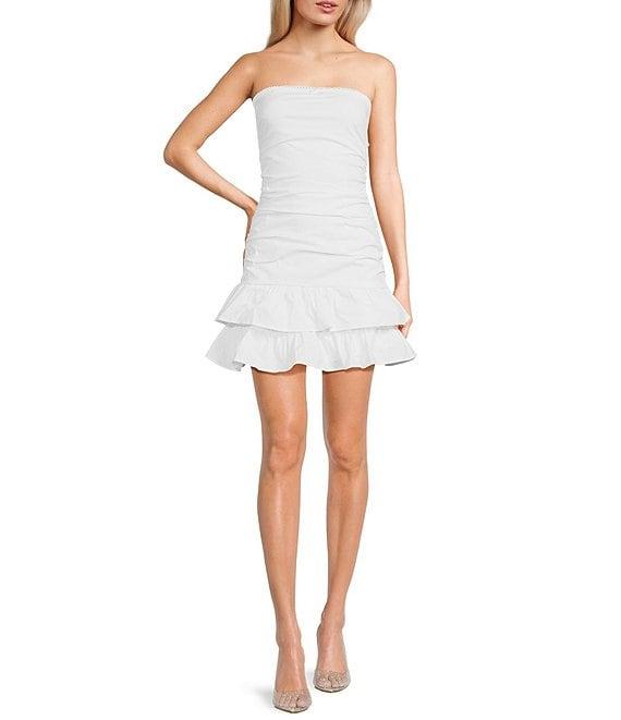 Midnight Doll Strapless Square Neck Ruffled Tiered Dress Product Image