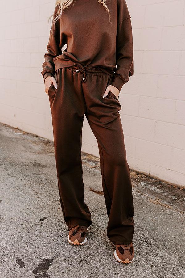 Cozy Casual High Waist Wide Leg Pants in Chestnut Product Image