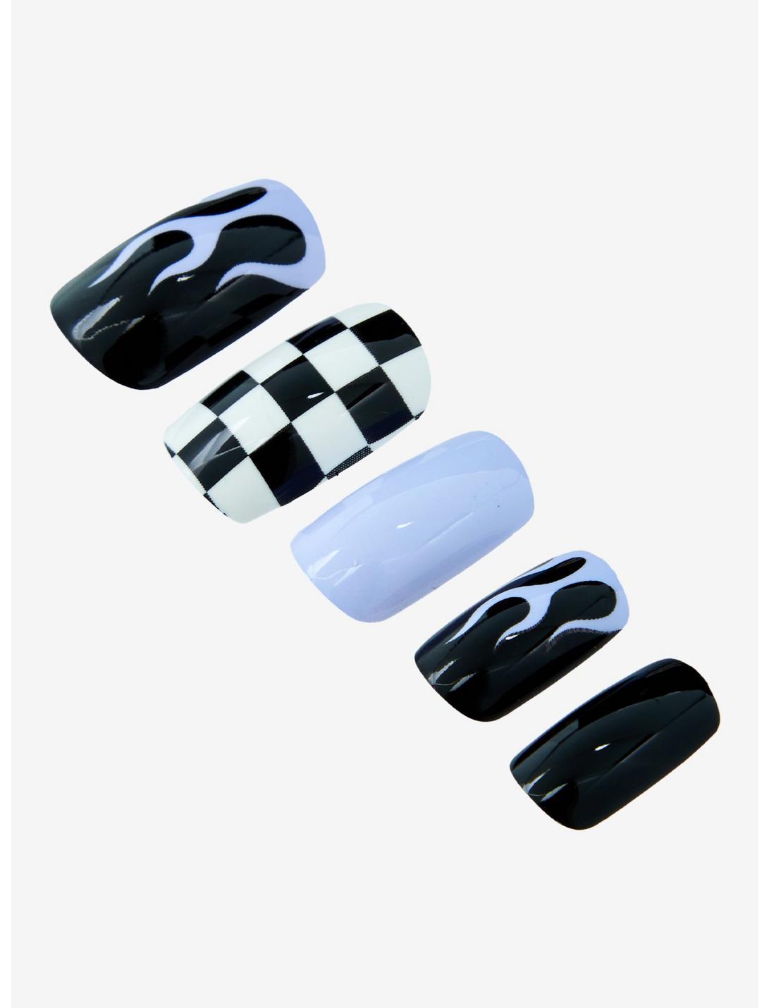 Blackheart Black & Purple Flame Checker Press-On Nail Set Product Image