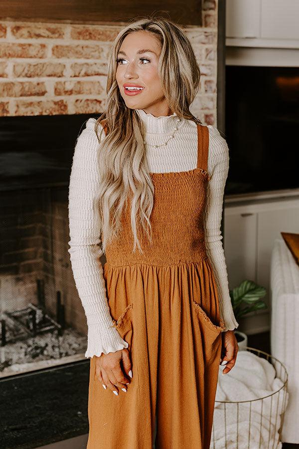Gather The Courage Smocked Jumpsuit In Chocolate Product Image