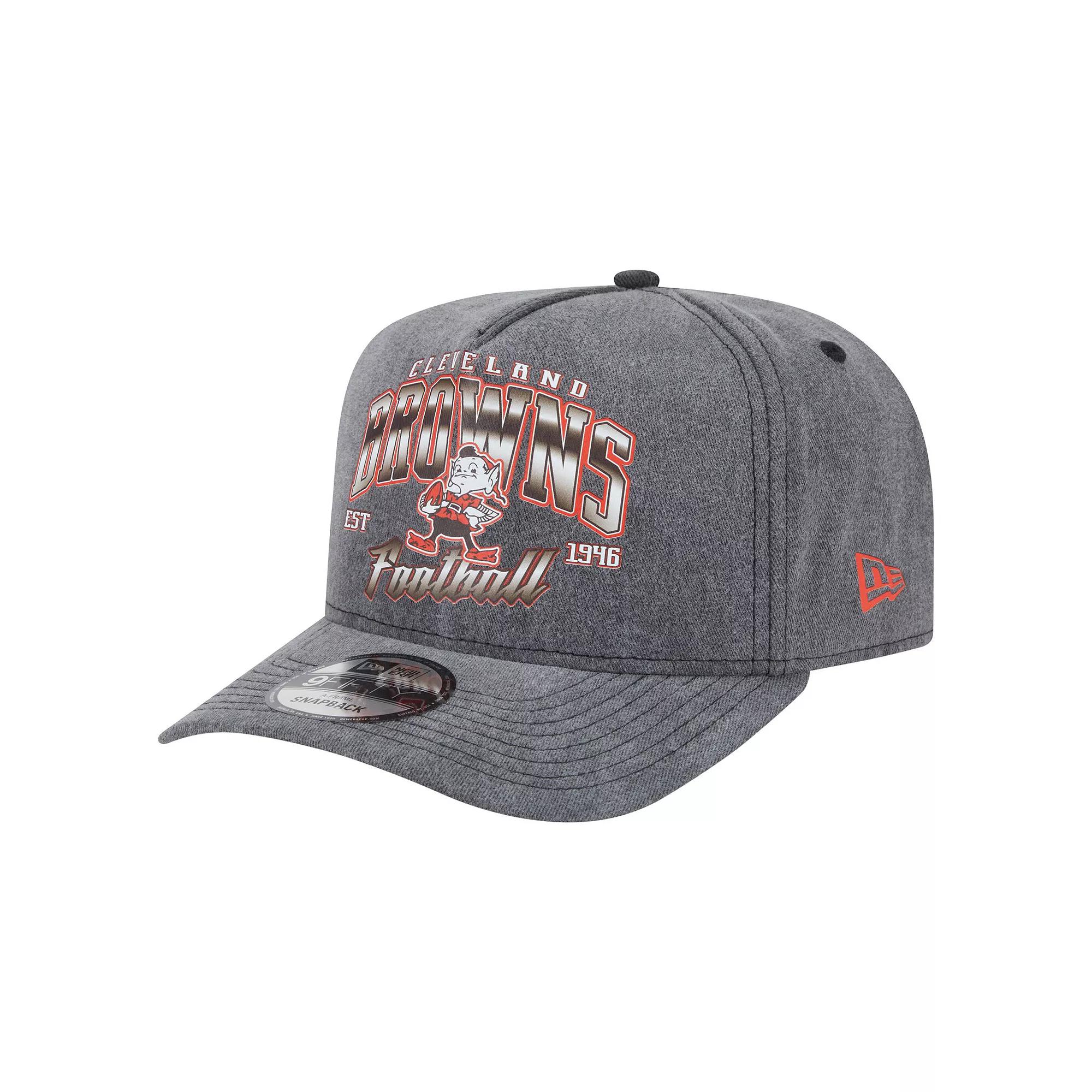 Men's New Era Black Cleveland Browns Throwback Washed A-Frame 9FIFTY Snapback Hat Product Image