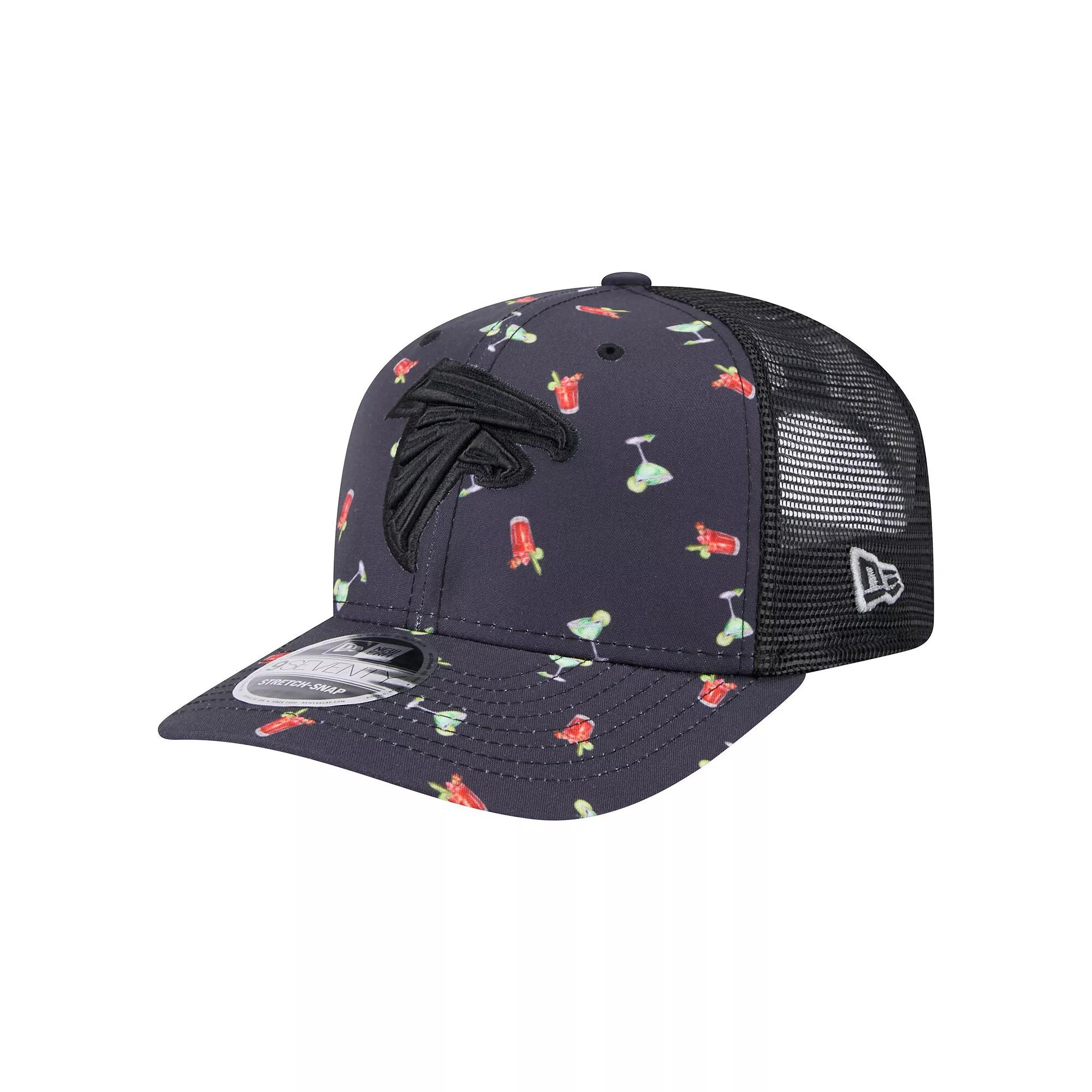 Men's New Era Navy/Black Atlanta Falcons Adventure Drinks Pattern 9SEVENTY Stretch-Snap Hat, Blue Product Image