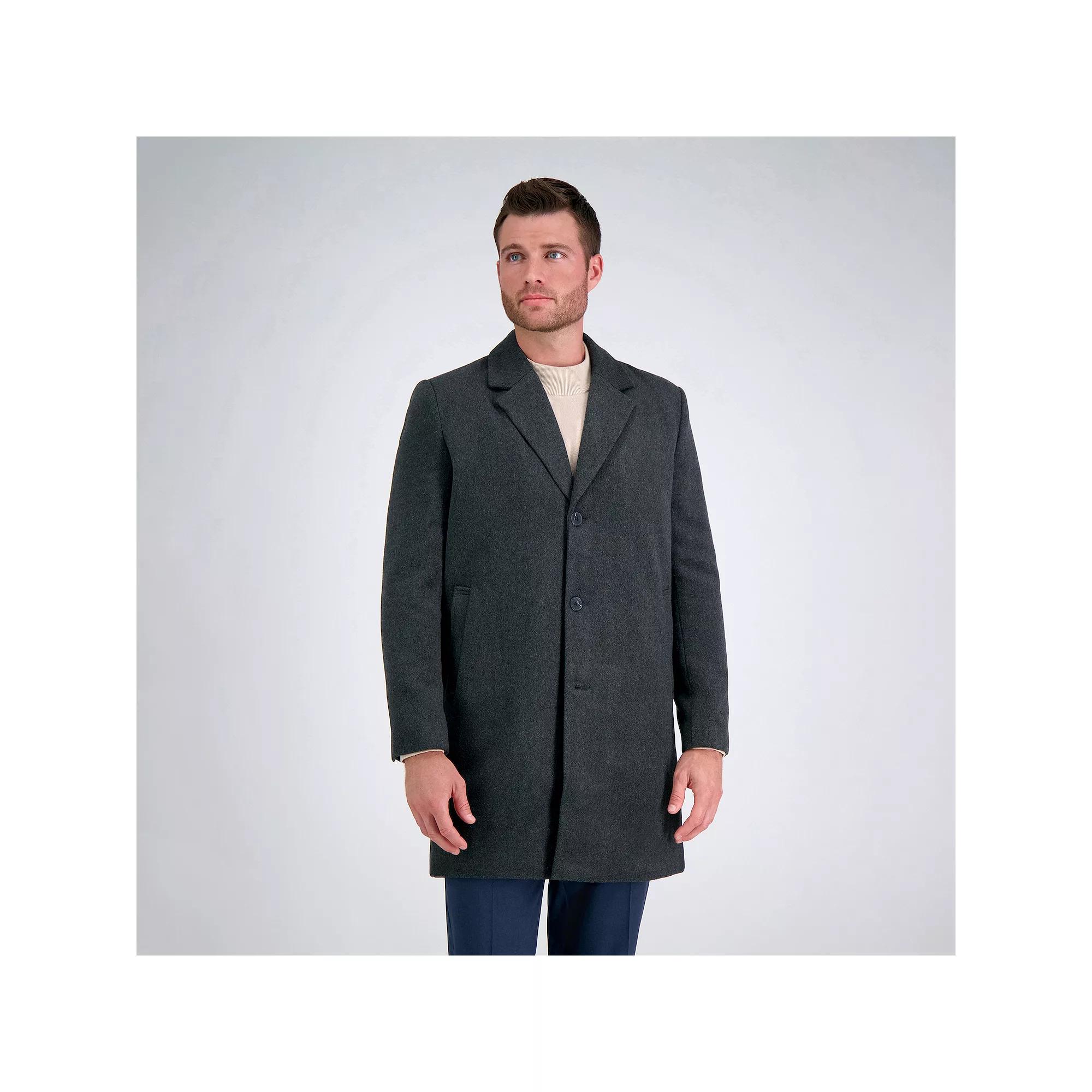Men's Haggar Mid-Length Single Breasted Brushed Twill Topcoat,  Product Image