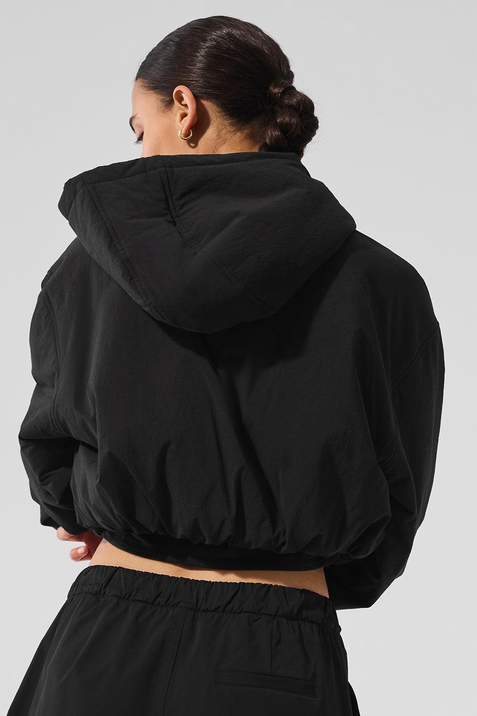 Cropped Mountain Peak Full-Zip Hoodie - Black Female Product Image