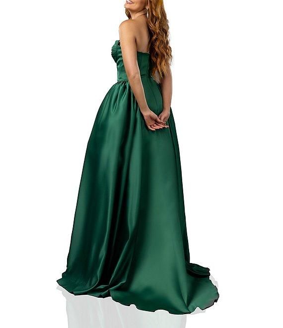 Terani Couture Sweetheart Neck Side Pleated Satin Ballgown Product Image