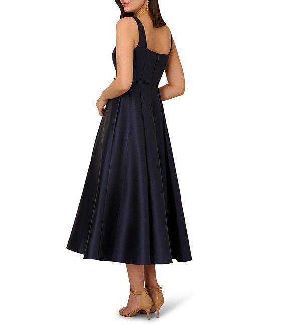 Adrianna Papell Mikado Square Neck Sleeveless A-Line Midi Dress Product Image