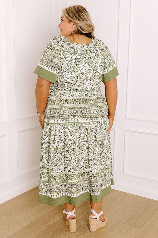 Bright Days Ahead Floral Midi Dress in Olive Curves Product Image