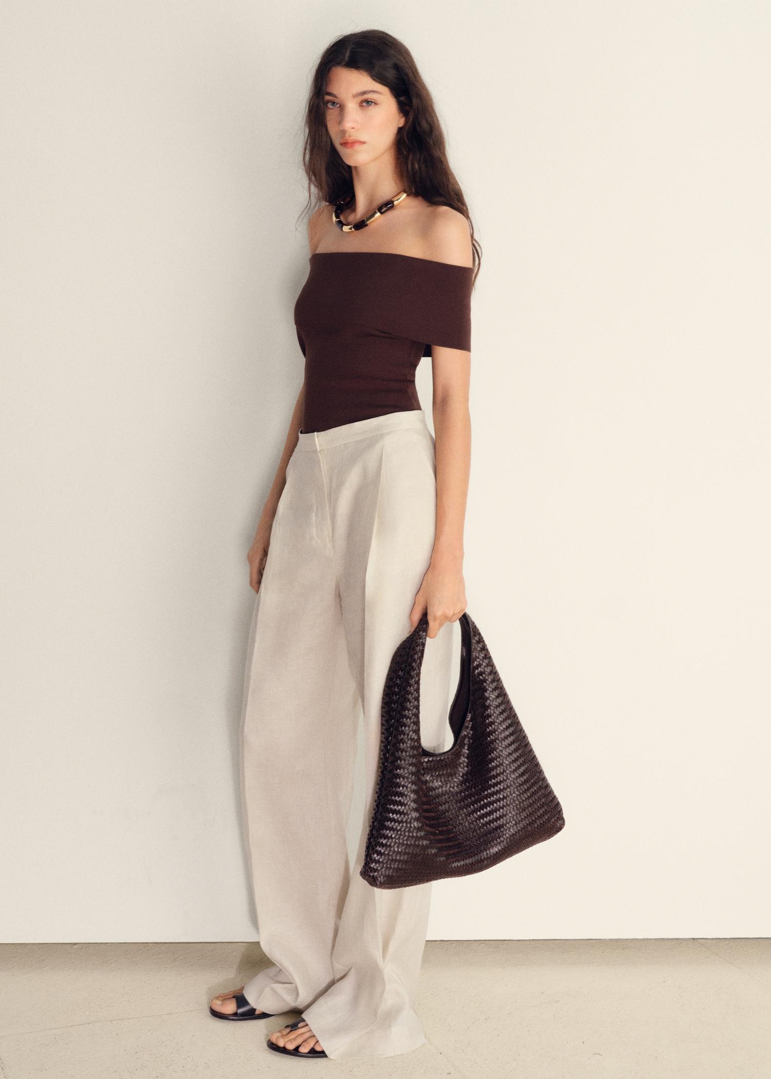 Pleated linen trousers - Women | MANGO USA Product Image