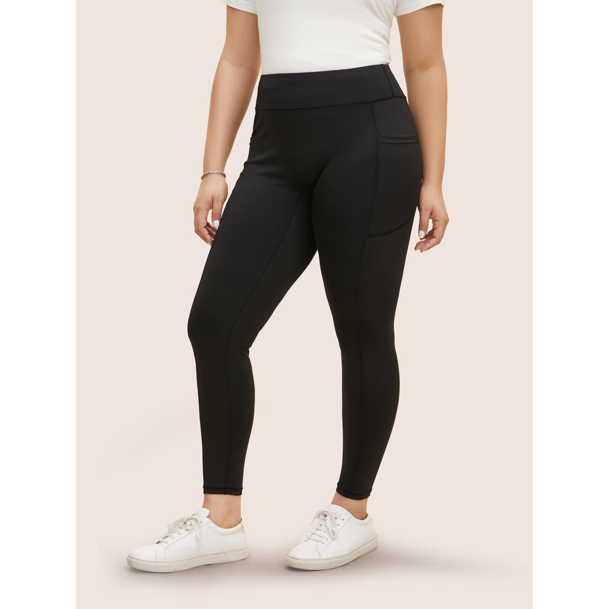 Plus Size High Rise Patched Pocket High Stretch Leggings Women Black Casual High stretch Skinny High Rise Everyday Leggings BloomChic 14-16/1X Product Image