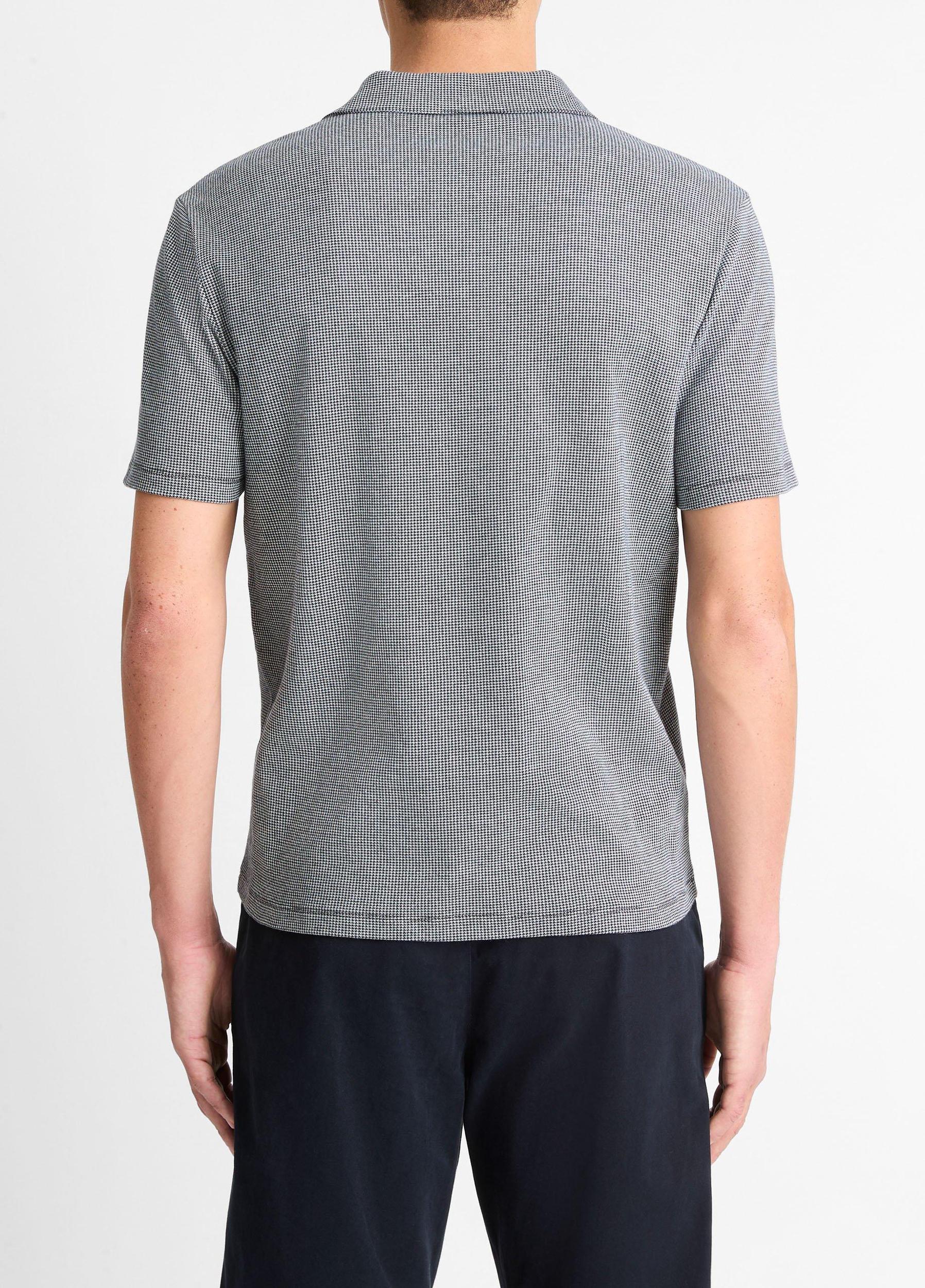 Houndstooth Pima Cotton Johnny-Collar Polo Shirt Product Image