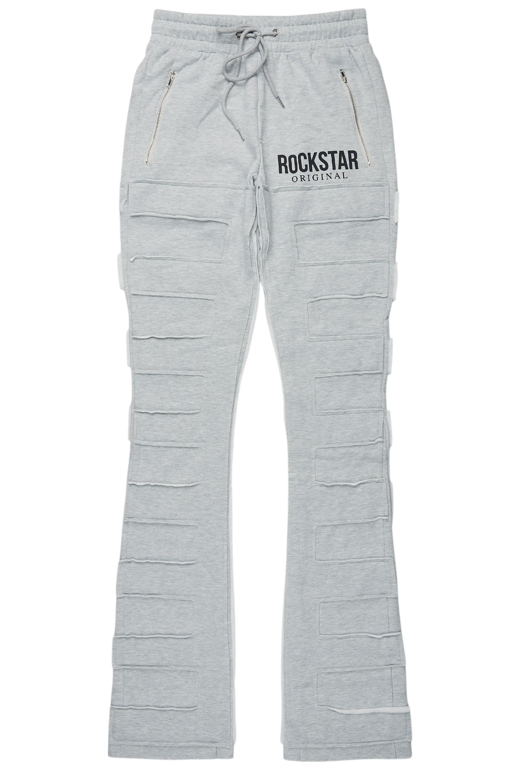 Emilio Heather Grey Stacked Flare Track Pant Male Product Image