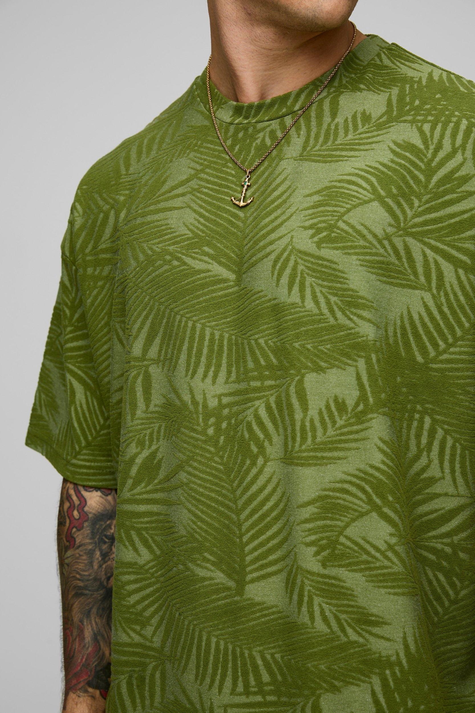 Oversized Palm Textured T-Shirt | boohooMAN USA Product Image