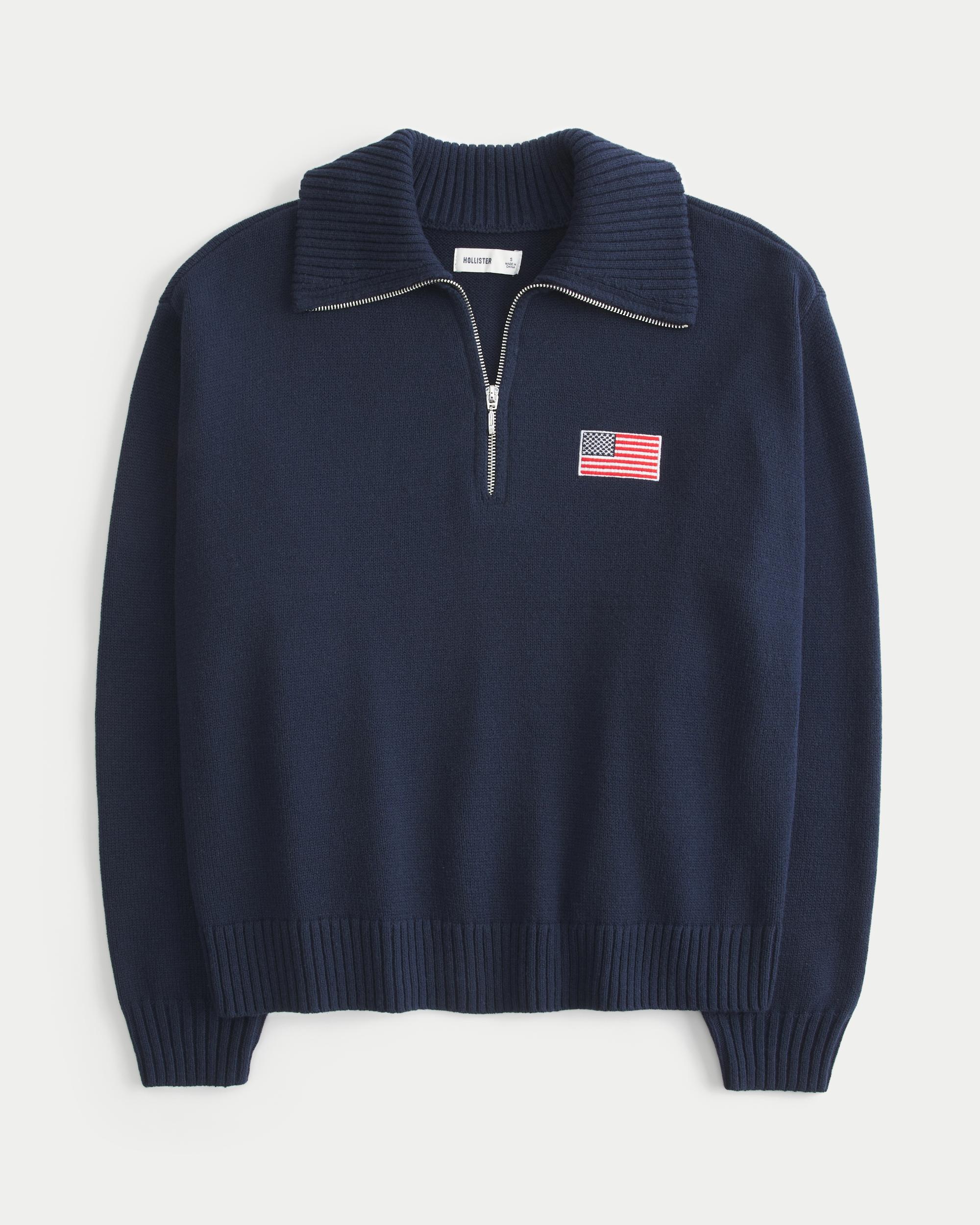 Oversized Half-Zip Graphic Sweater Product Image