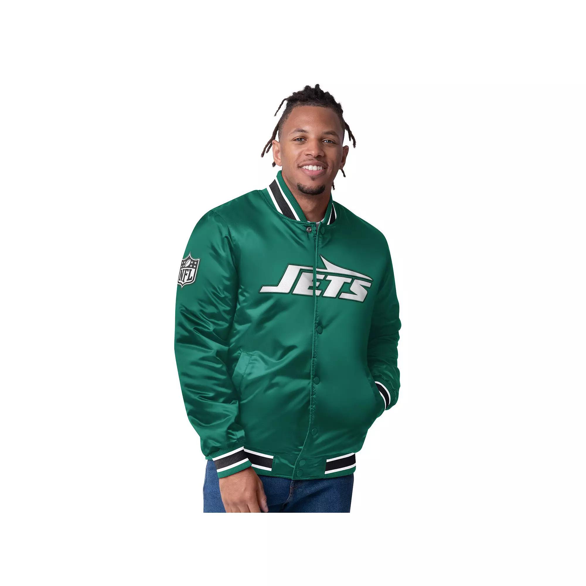 Men's Starter Green/Black New York Jets Closer Reversible Satin Full-Snap Jacket,  Product Image