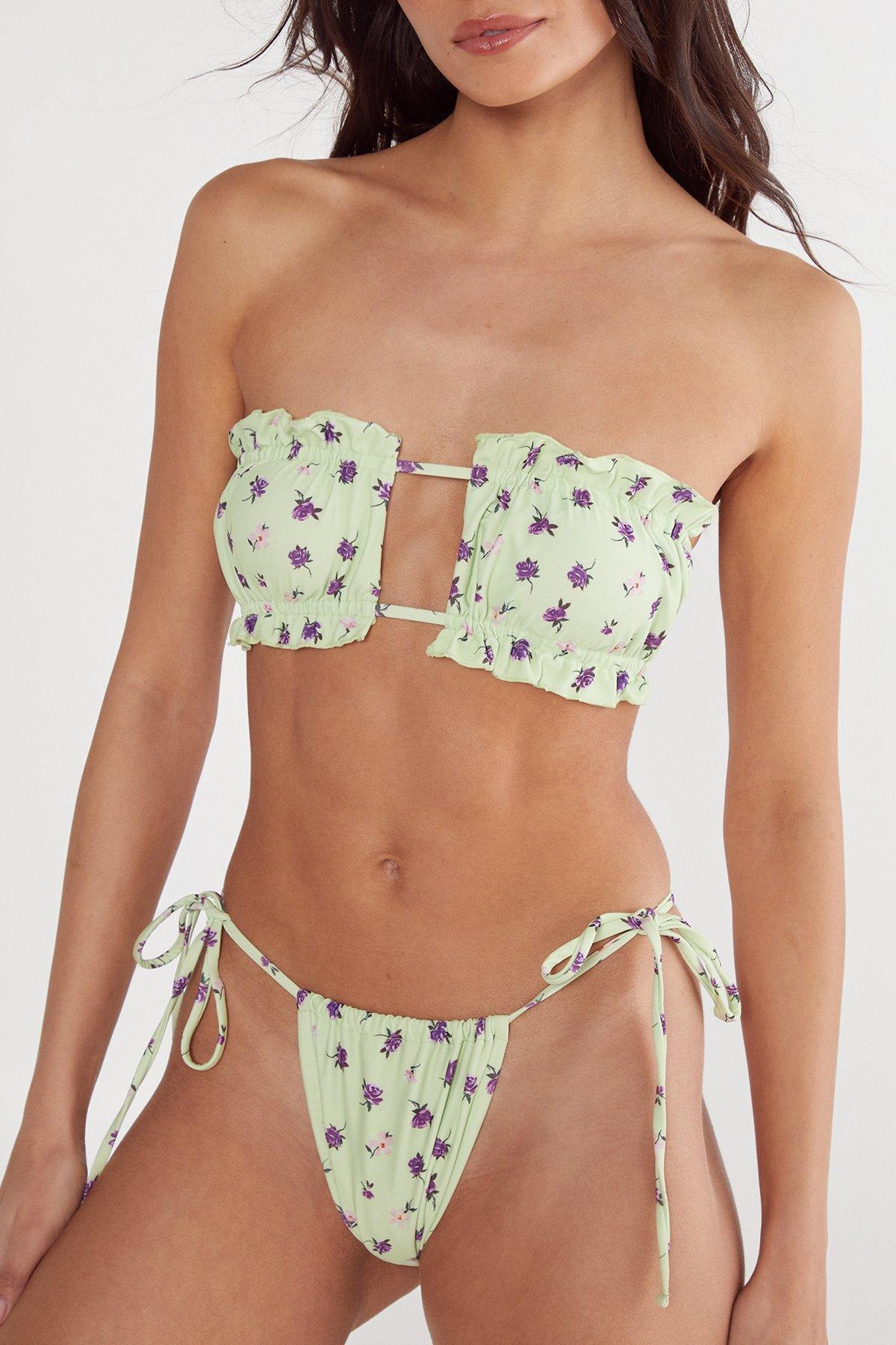 Ditsy Floral Ruched Bandeau Bikini Set Product Image
