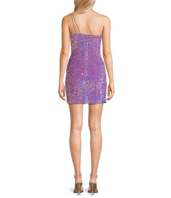 Midnight Doll One Shoulder Sequin Front Slit Bodycon Dress Product Image