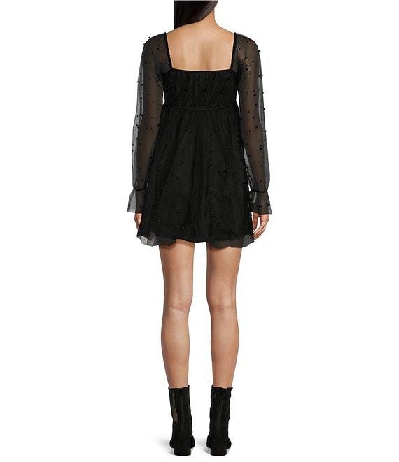 Allison & Kelly Pearl Long Mesh Sleeve Babydoll Dress Product Image
