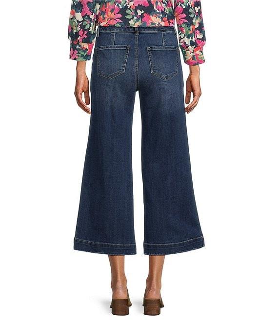Westbound High Rise Patch Pocket Cropped Wide Leg Pull-On Denim Jeans Product Image