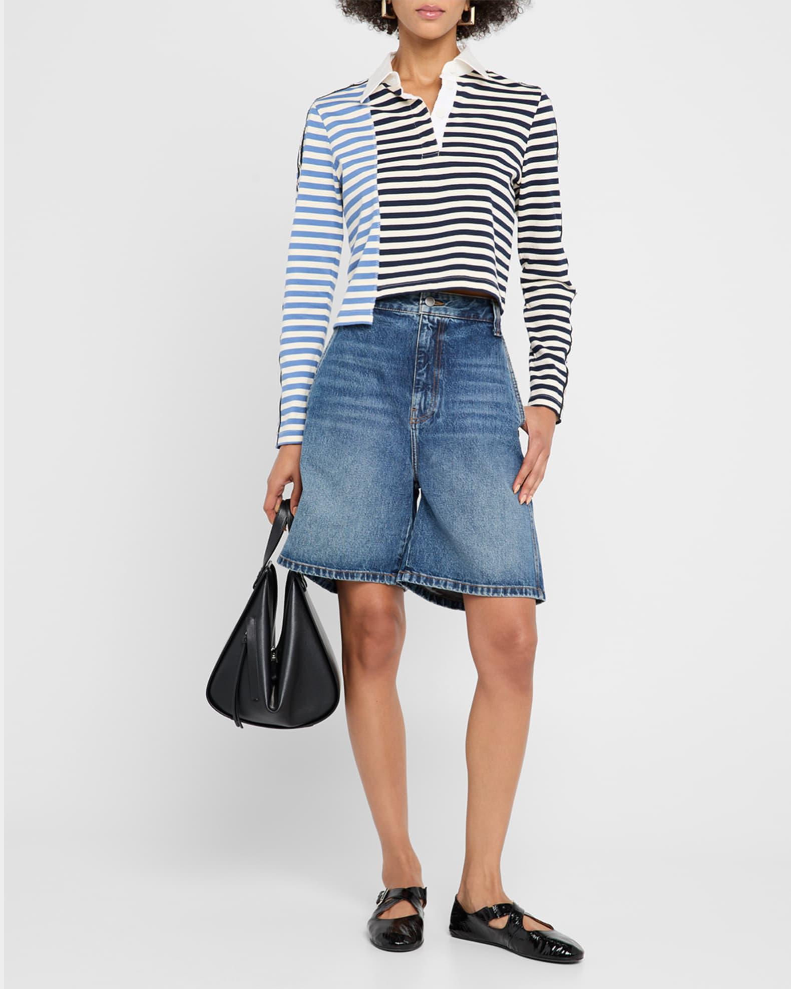 Long-Sleeve Patchwork Polo Shirt  Product Image