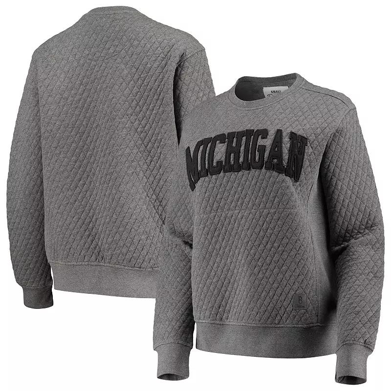 Women's Pressbox Heather Charcoal Michigan Wolverines Moose Quilted Pullover Sweatshirt, Size: Medium, Grey Product Image