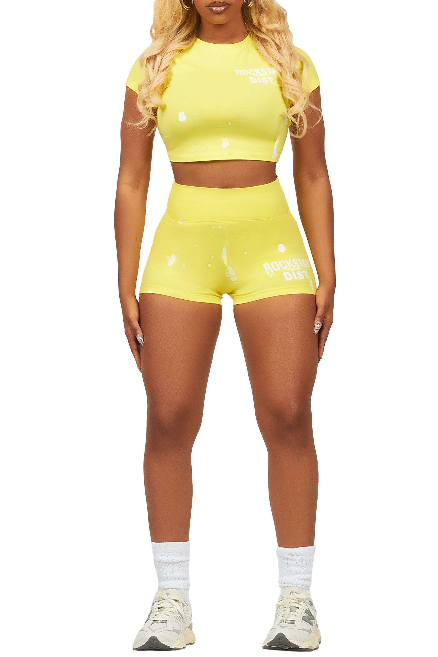 Nadja Yellow Crop Bike Short Set Female Product Image
