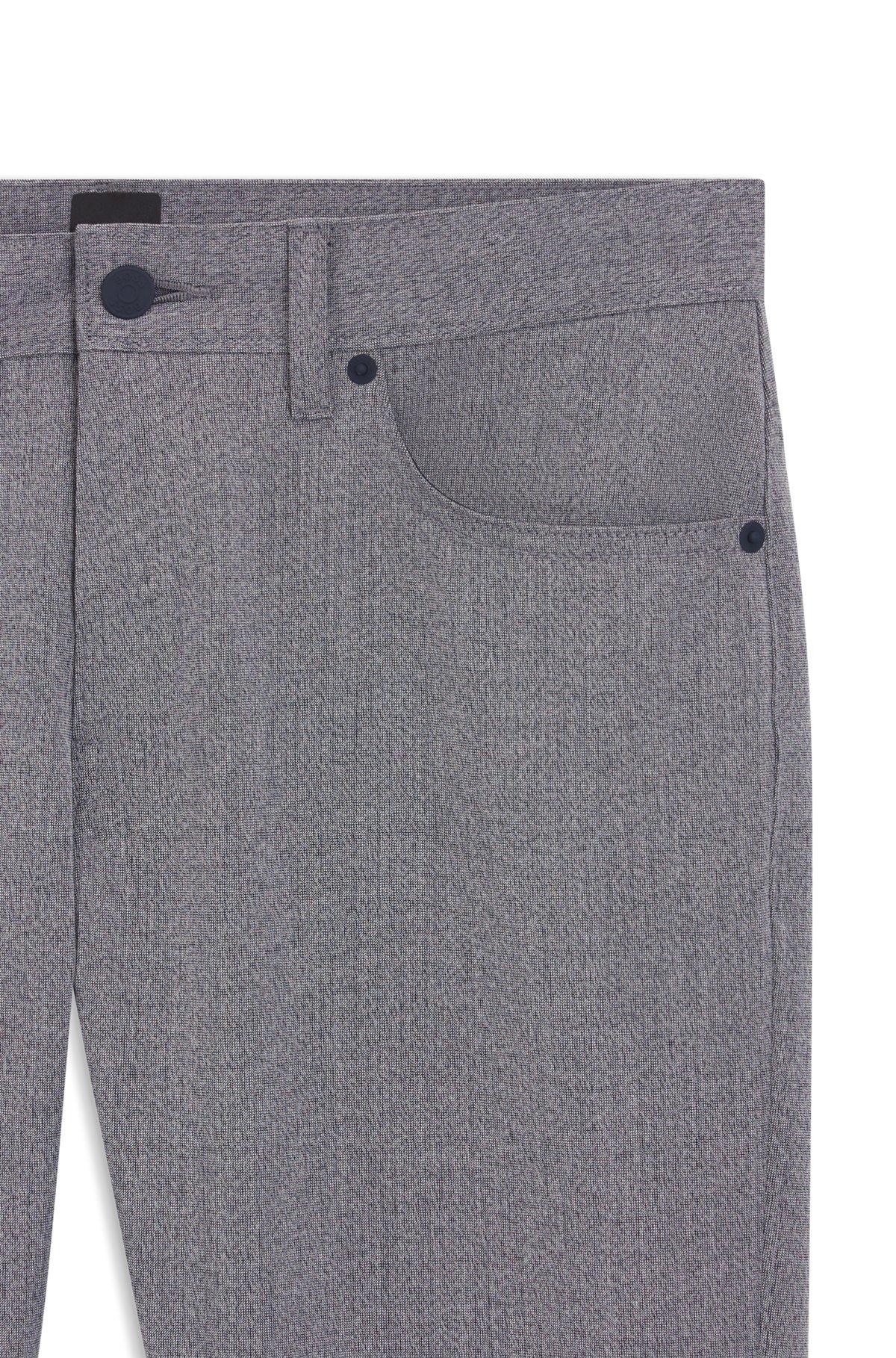 BOSS - Delaware slim-fit trousers in wrinkle-resistant dobby - Dark Blue Product Image