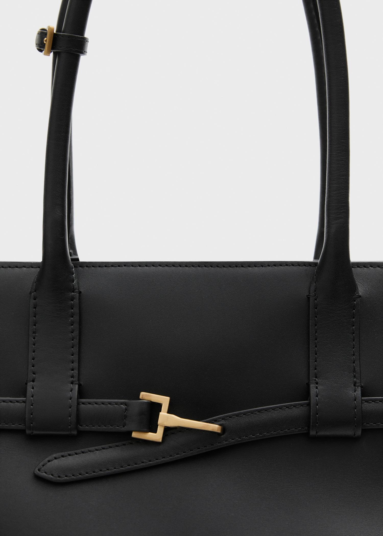 Leather shopper bag with buckle - Women | MANGO USA Product Image
