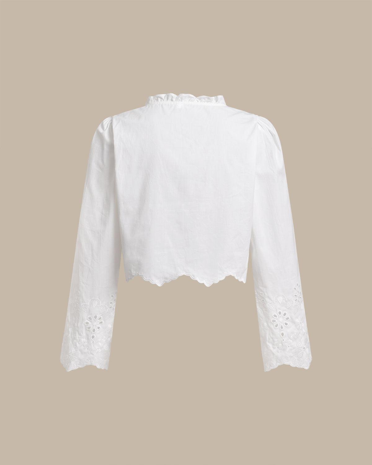 White Floral Cropped Blouse Product Image