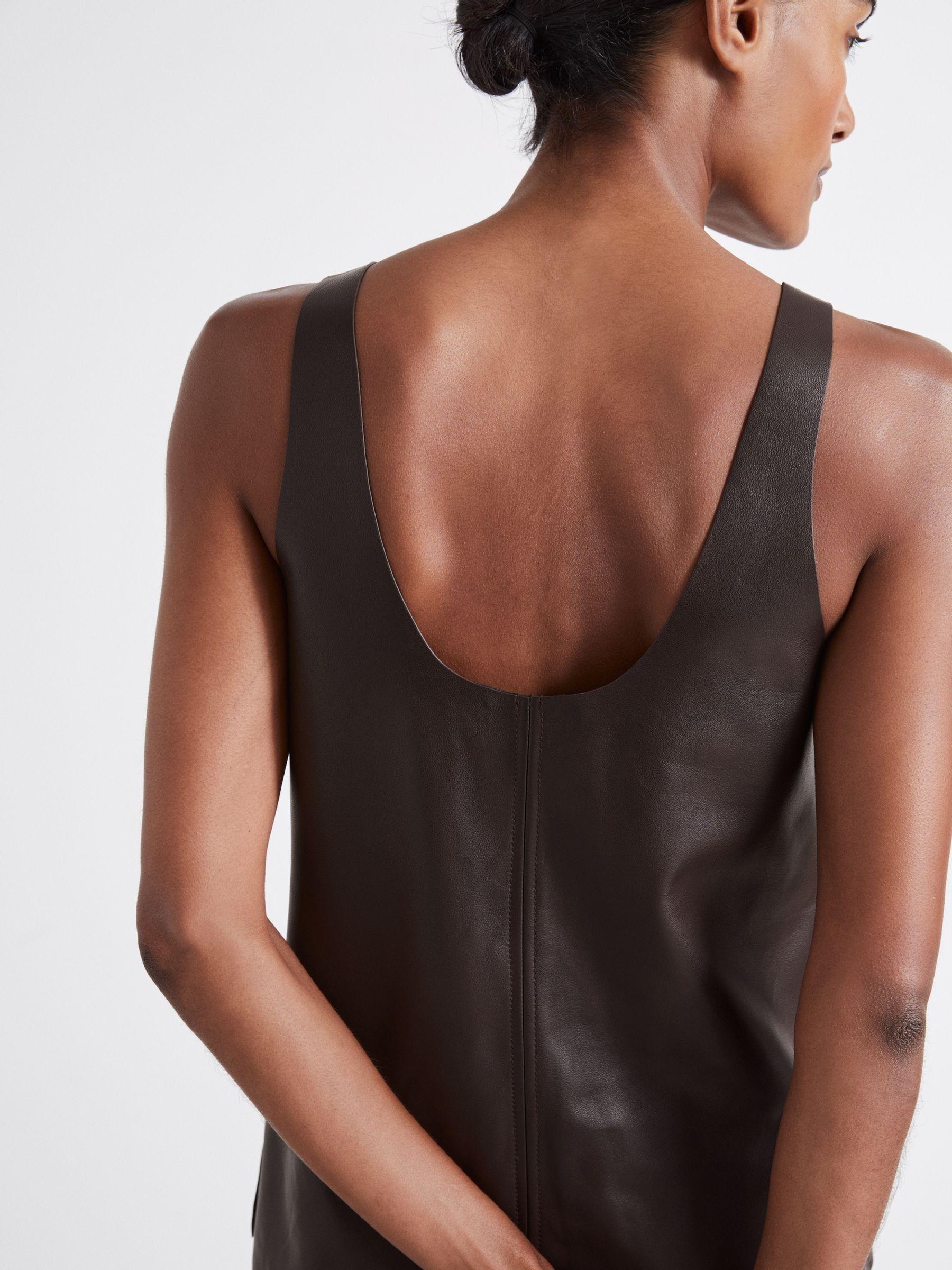 Atelier Leather Scoop-Neck Top in Chocolate Product Image