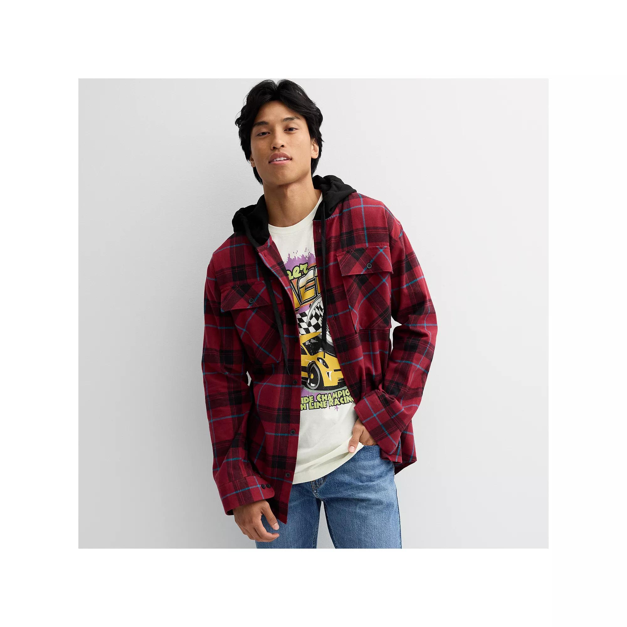 Men's Trinity Coast Hooded Flannel Shirt, Size: XXL, Red Product Image