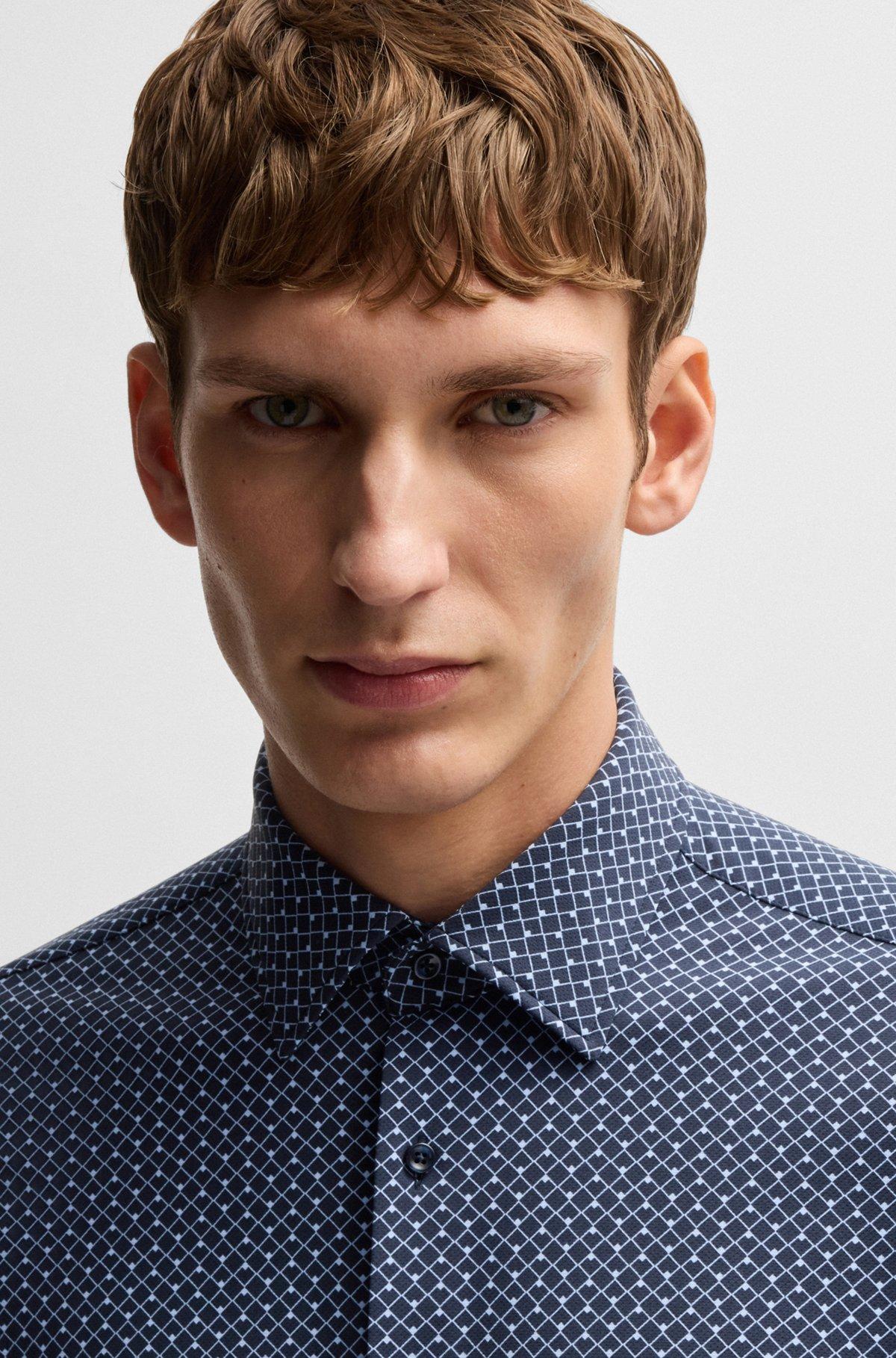 Slim-fit shirt in printed performance-stretch material Product Image