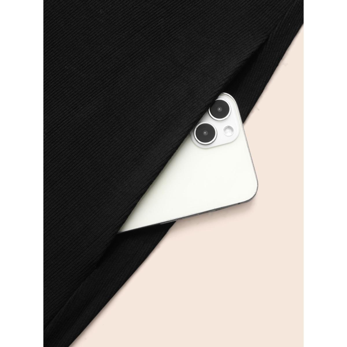 Plus Size Supersoft Essentials Elastic Waist Midi Dress Black Women Basics Texture Square Neck Long Sleeve Curvy BloomChic 18-20/2X Product Image