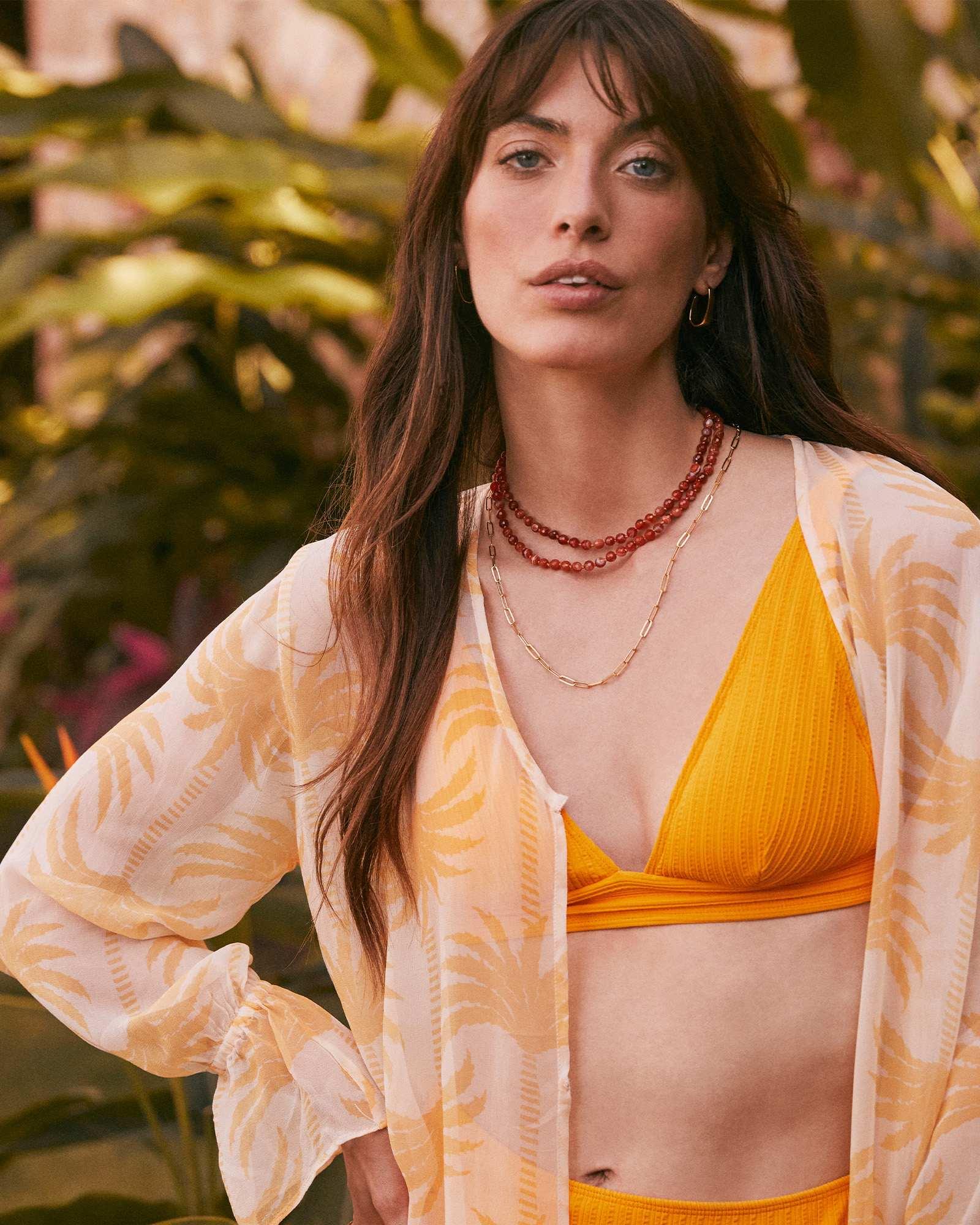 Sylvia Gold Large Long Pendant Necklace Product Image