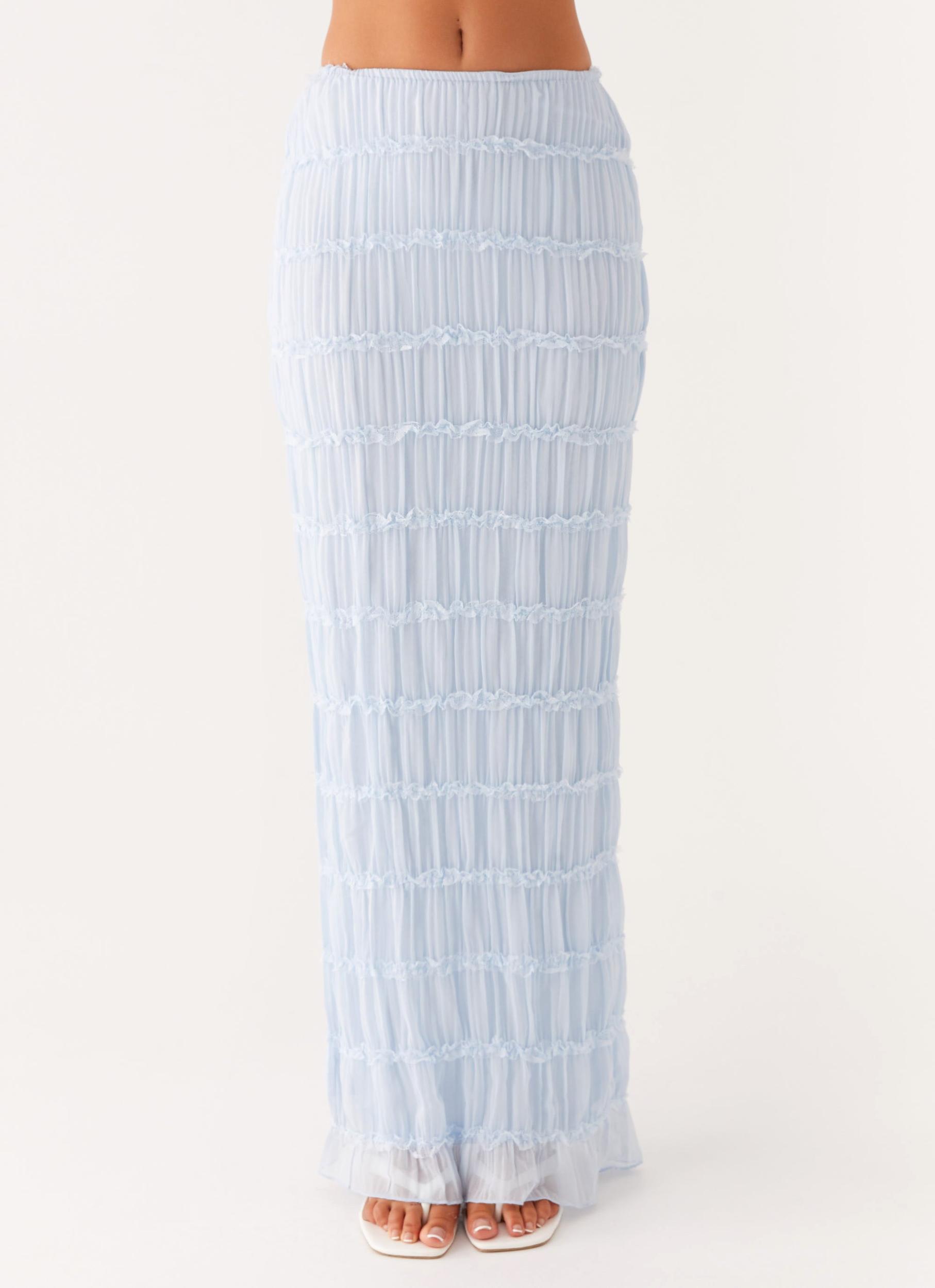 Daydreaming Low Rise Maxi Skirt - Blue Product Image
