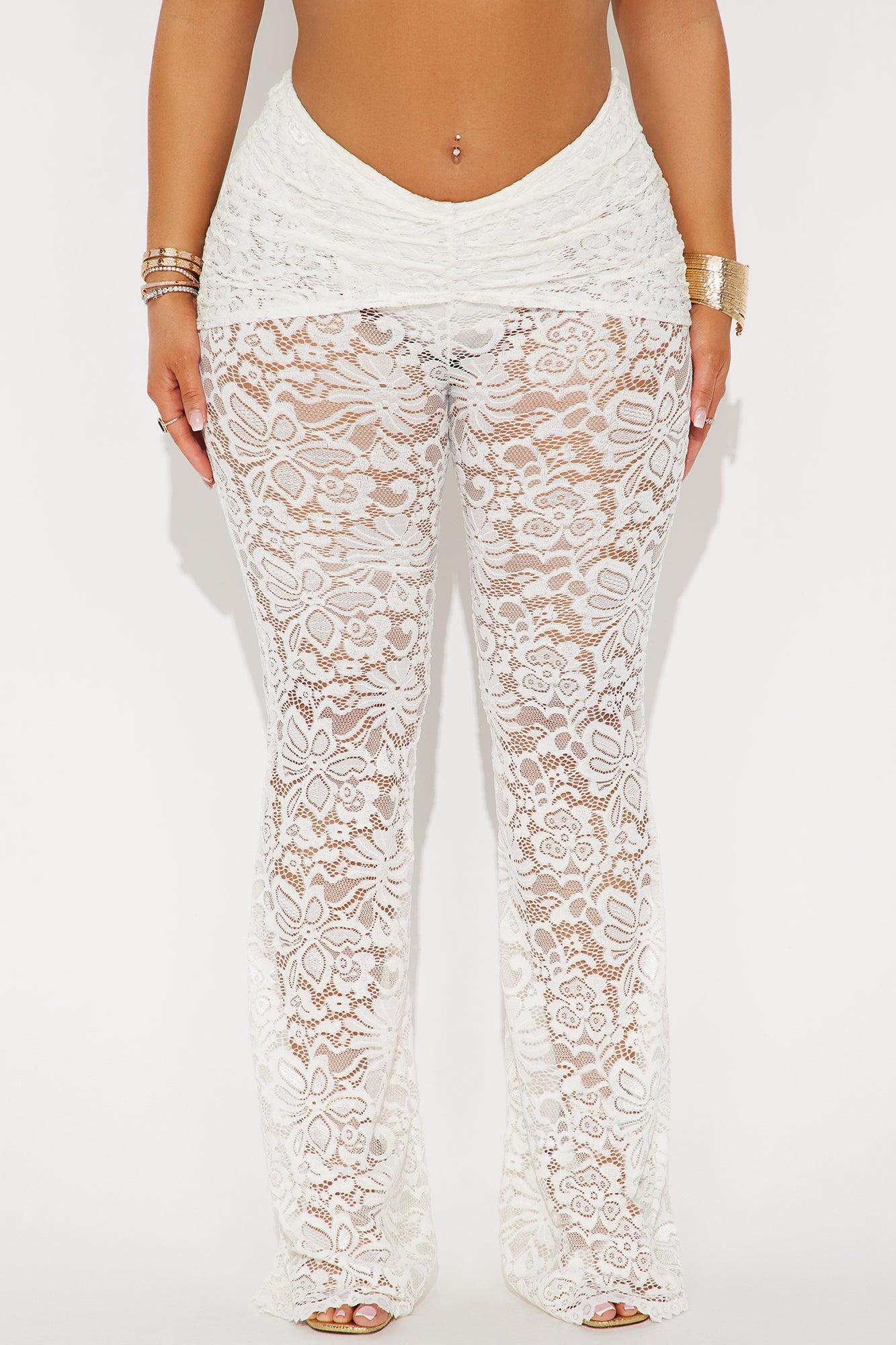 Luisa Lace Flare Pant - White Product Image