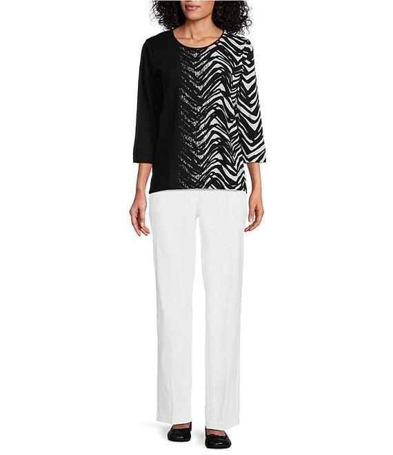 Allison Daley Tech Stretch Elastic Waist Straight Leg Pants Product Image