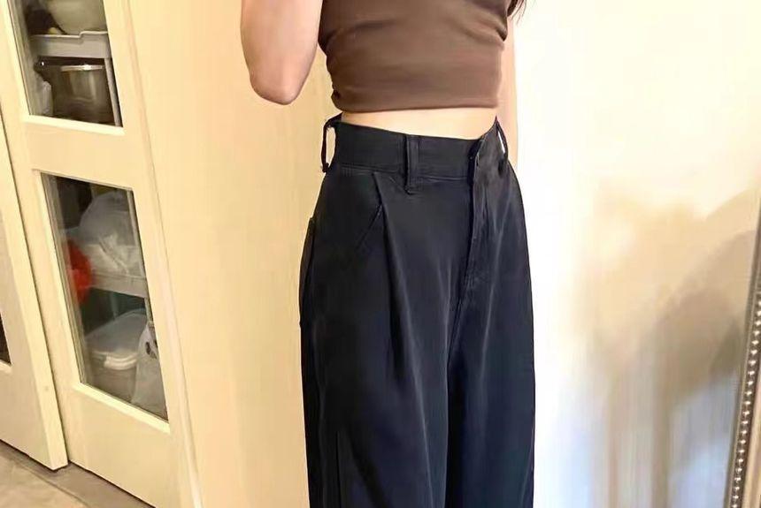 High Rise Plain Straight Leg Jeans Product Image