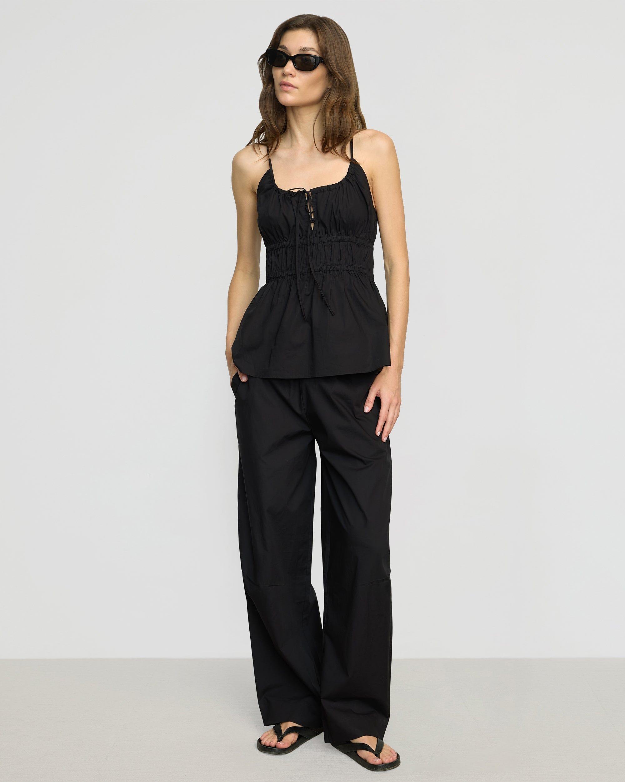 Paula Smocked-Waist Organic Cotton Pant Product Image