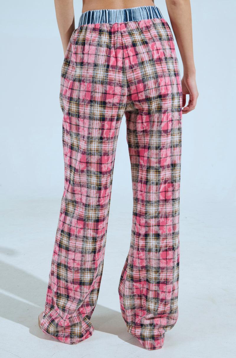 THE ONE PINK PLAID WIDE LEG PANT Product Image
