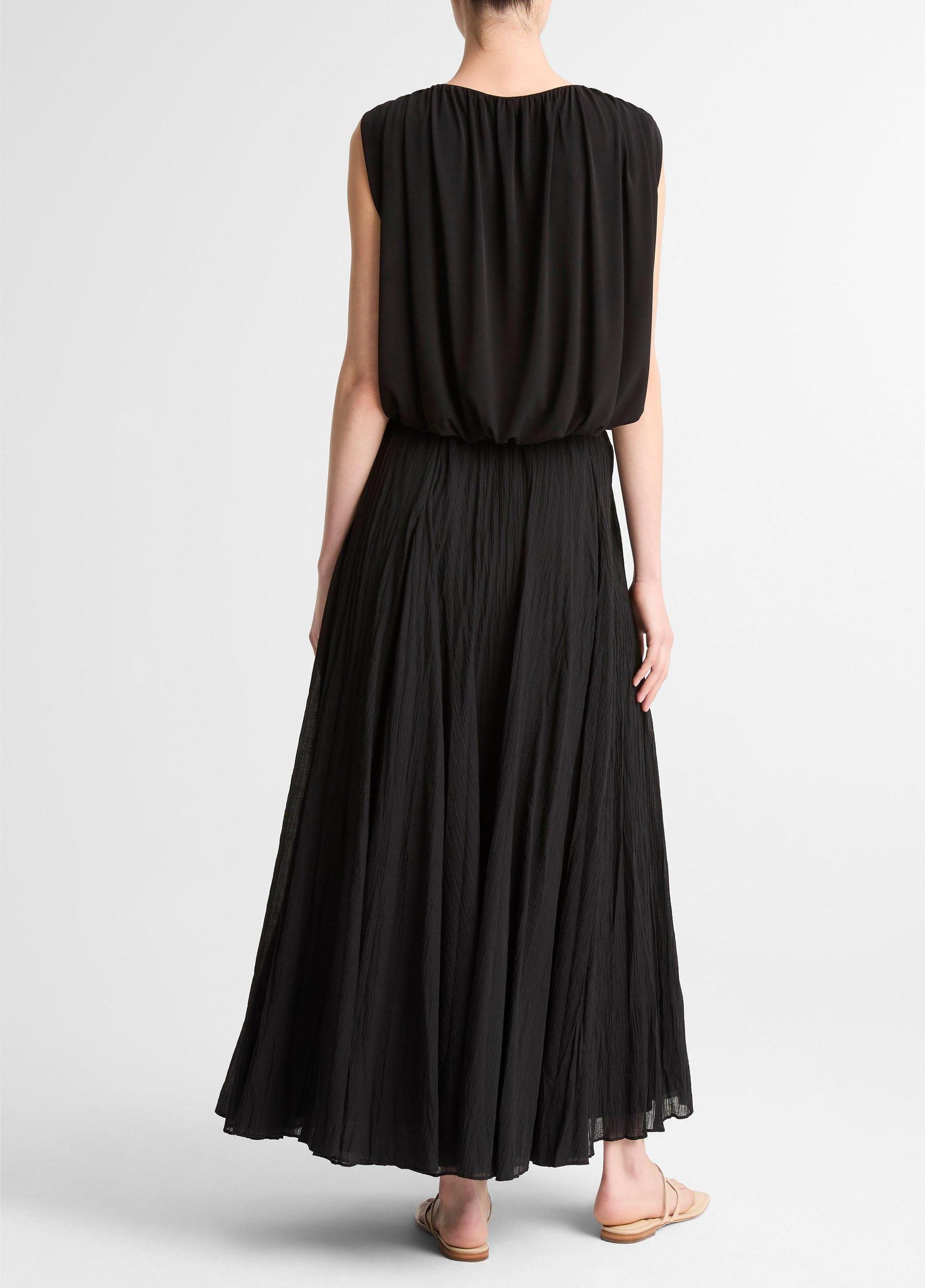 Crinkled Plissé Cotton-Blend Maxi Skirt Product Image