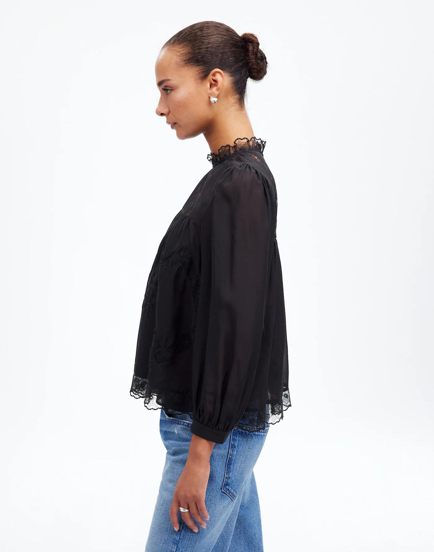 Lace-Inset Top in Silk Product Image