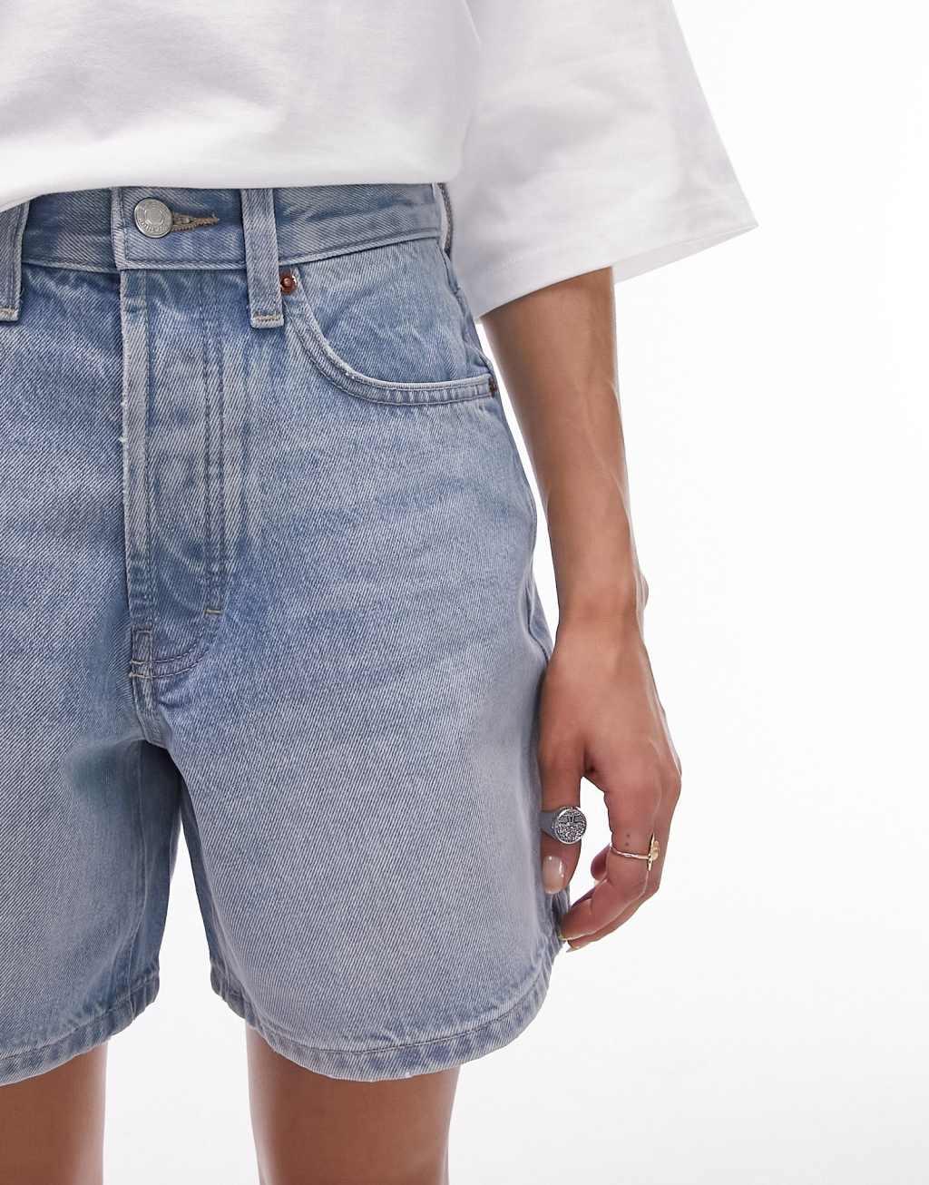 Topshop denim editor short in bleach Product Image